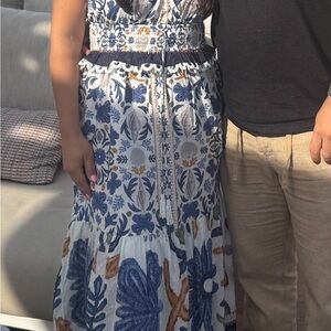 Floral Blue and White Maxi Dress